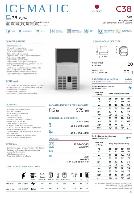 ICEMATIC - Macchina del ghiaccio CHERRY C38