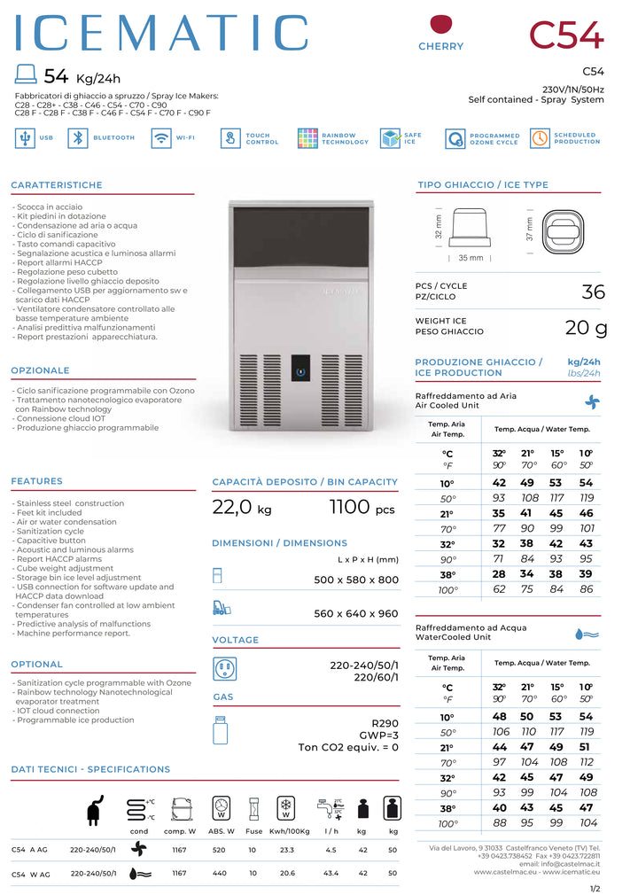 ICEMATIC - Macchina del ghiaccio CHERRY C54