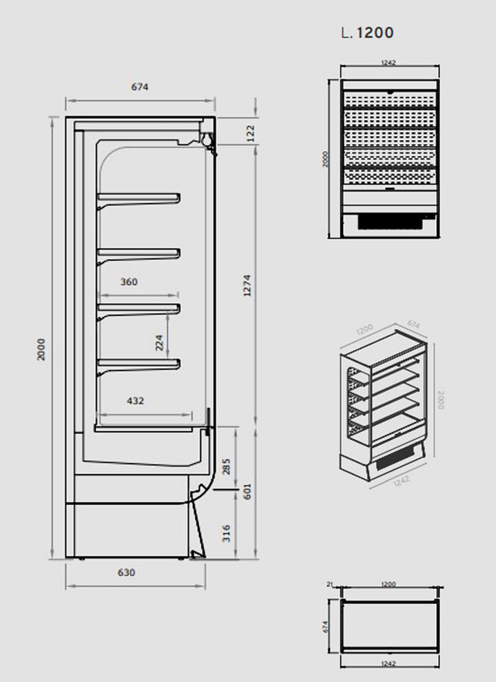 FB CLABO - SE7EN Espositore murale refrigerato aperto