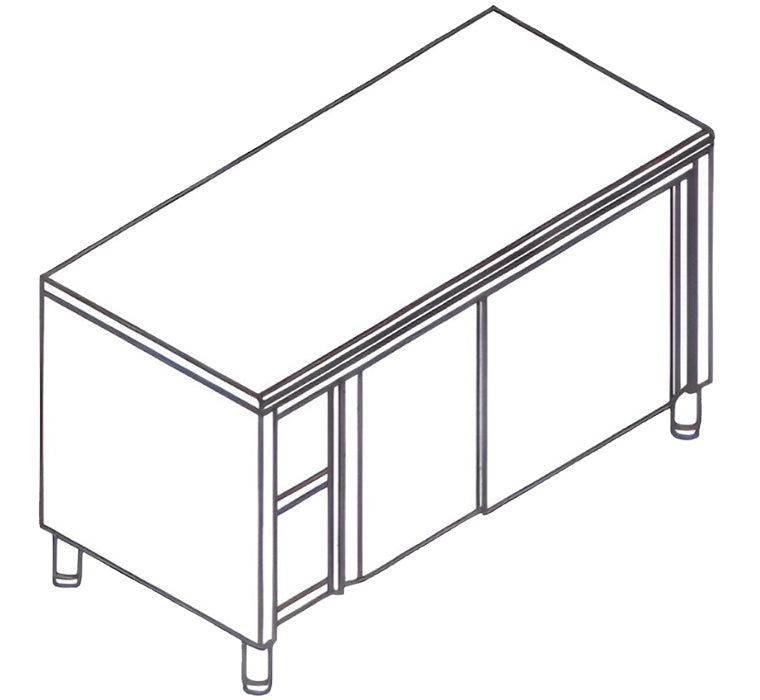 IdeaMinox - Tavolo armadiato scorrevole ecoline in acciaio Inox Aisi 304 140x50 cm