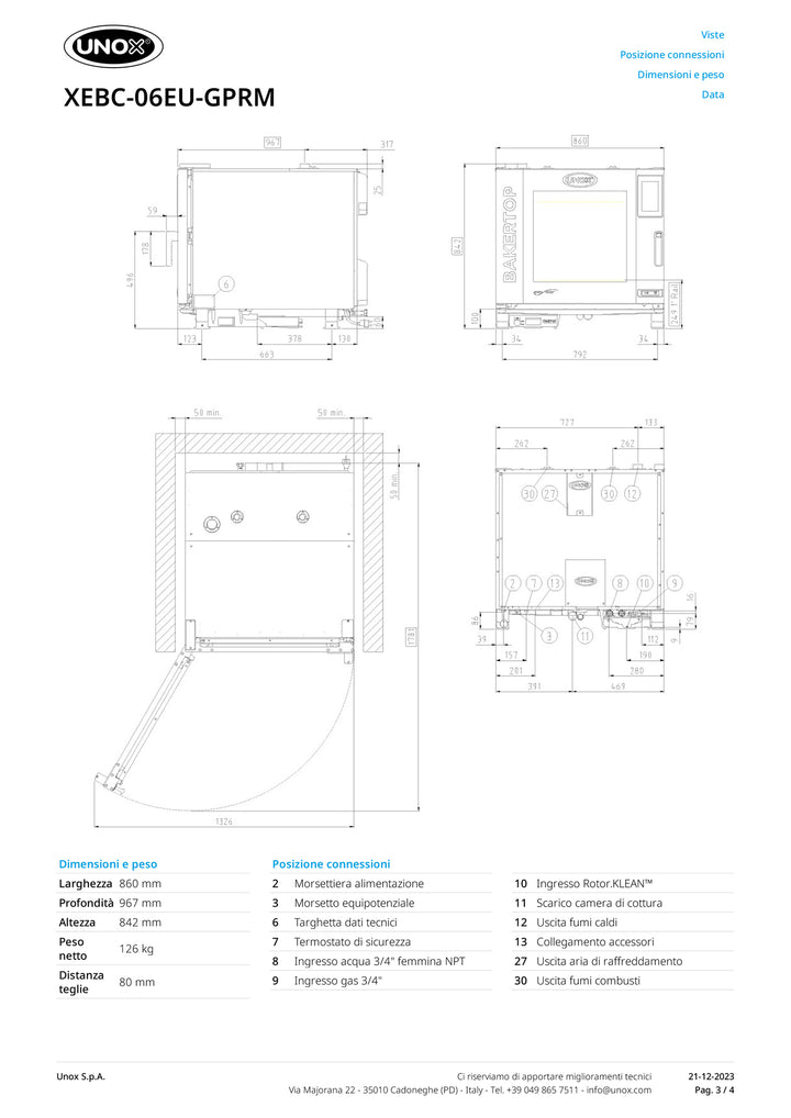 UNOX - Forno BAKERTOP MIND.Maps™ Countertop PLUS 6 teglie  XEBC-06EU-GPRM