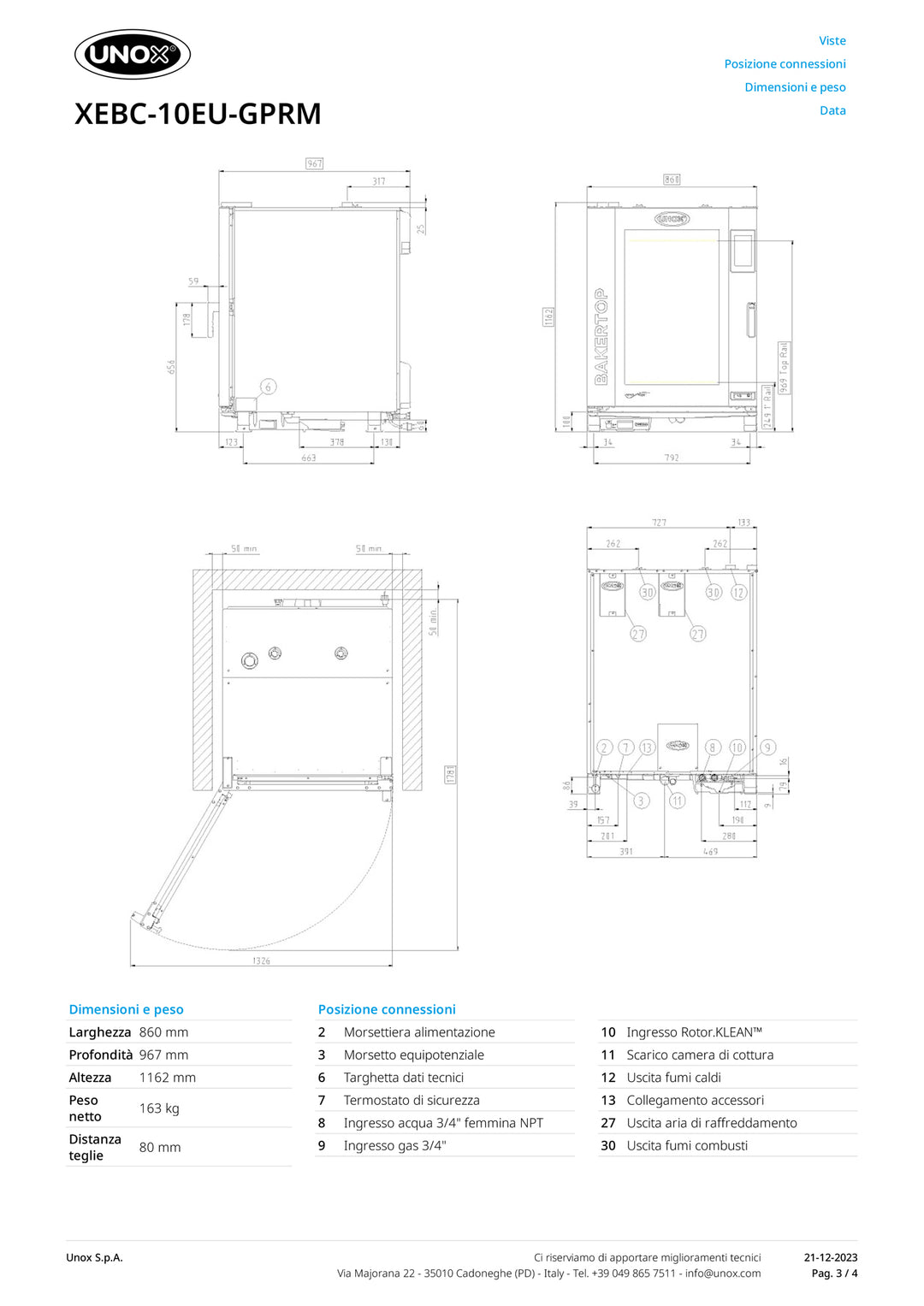 UNOX - Forno BAKERTOP MIND.Maps™ Countertop PLUS 10 teglie XEBC-10EU-GPRM