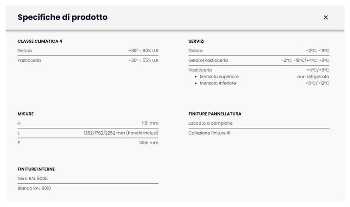 IFI - Vetrina refrigerata MILIA PAST 170